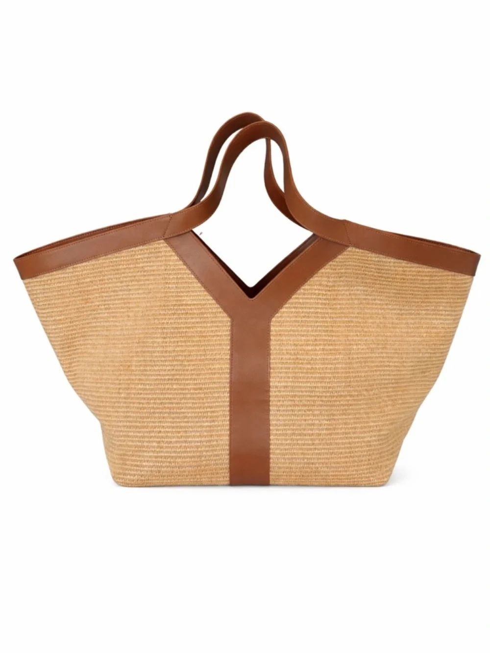Viola Castellani Raffia Straw Leather Trim Tote Bag NWT - Picture 1 of 10